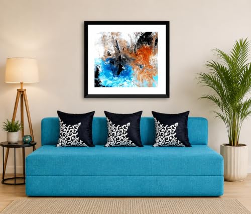 Image of Three Seater Sofa Cum Bed 5x6 Ft with Soft Foam Cushioning, Comfortable Foldable Sofa Bed for Living Room, Bedroom, Guest Room & Office(Turquoise Blue)