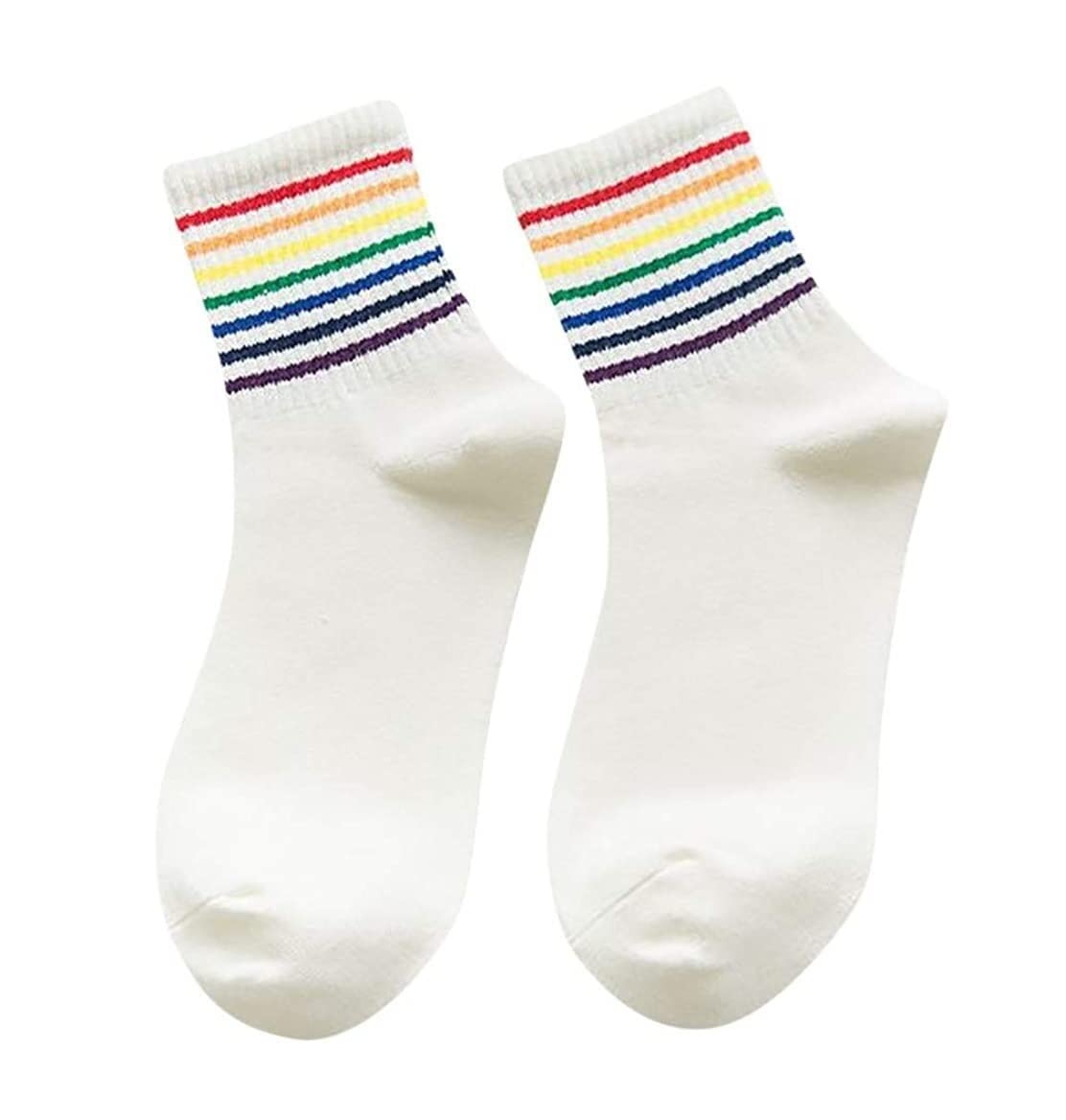 Calcetines Invierno 10 Pares De Calcetines De Algodón Unisex Patrón De Rayas De Arco Iris Calcetines De Trabajo Deportivos Suaves Y Cómodos Calcetines Termicos