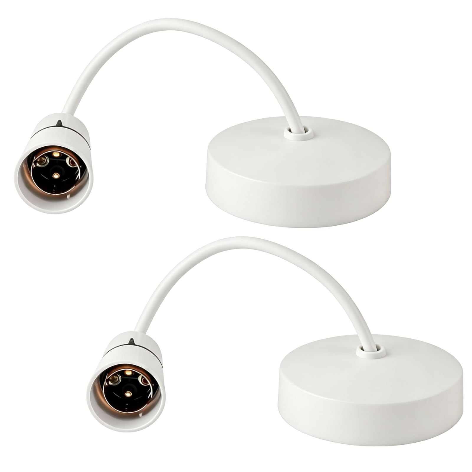 aiyraa 2-Pack B22 Bayonet Pendant Light Fitting, Ceiling Rose with 15cm Cable, Max 100W, White Bakelite Holder for Living Room, Kitchen, Bedroom