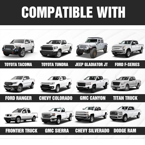 Image of Adjustable Ladder Bed Racks Compatible with Tacoma /Silverado /Sierra /Ram /Tundra /Titan /Frontier /Colorado /Canyon /JT /Ford F-150 / Ranger /Maverick, Extendable Heavy Duty Steel Cargo Rack