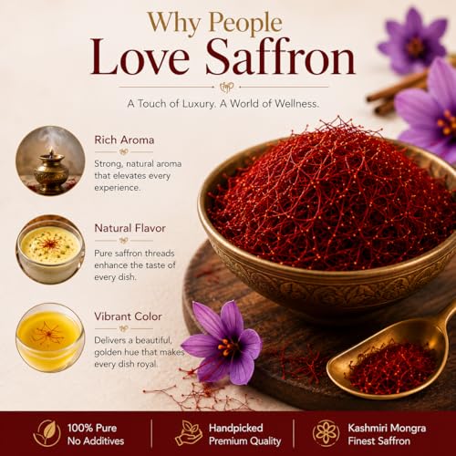 Image of Littlepetal Kashmiri Mongra Saffron 1g | Premium Grade A+ Pure Kesar Threads | Authentic Handpicked Kashmiri Saffron for Milk, Tea, Kahwa, Biryani & Skincare | Luxury Gift Box