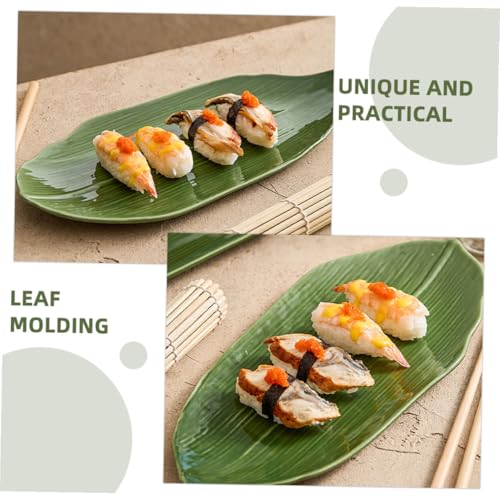 Plato de cerámica para sushi con forma de hoja decorativa miniatura 5