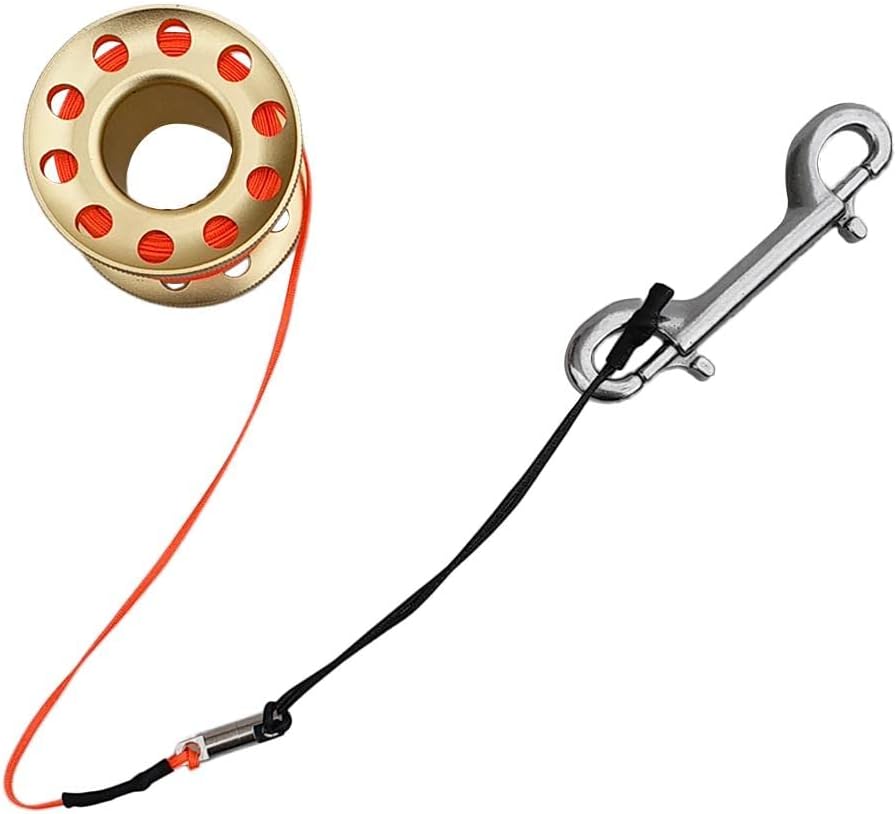 SMB Tube with Dive Reel Spool for Scuba Diving Activities, Golden