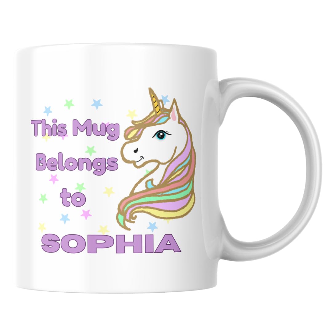 Personalised Mug for kids, Unicorn Mug, Children Mug, This Mug Belongs to Gift, kids gift, personalised gift