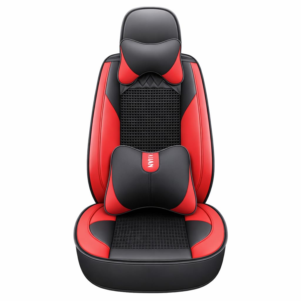 BXIUJHDZ 5 Seat Car Seat Covers Full Set for Alfa Romeo 159 Sportwagon (939B) 159 Sportwagon Q4 (939B), Cooling Ice Silk Breathable Waterproof Leather Seat Protector,Red/Black - Deluxe