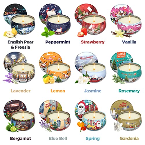 Scented Candles Set Gifts for Women,12Pcs Gift Boxed Primevolve 2.5OZ Natural Soy Wax, Portable Travel Tin - Image 3