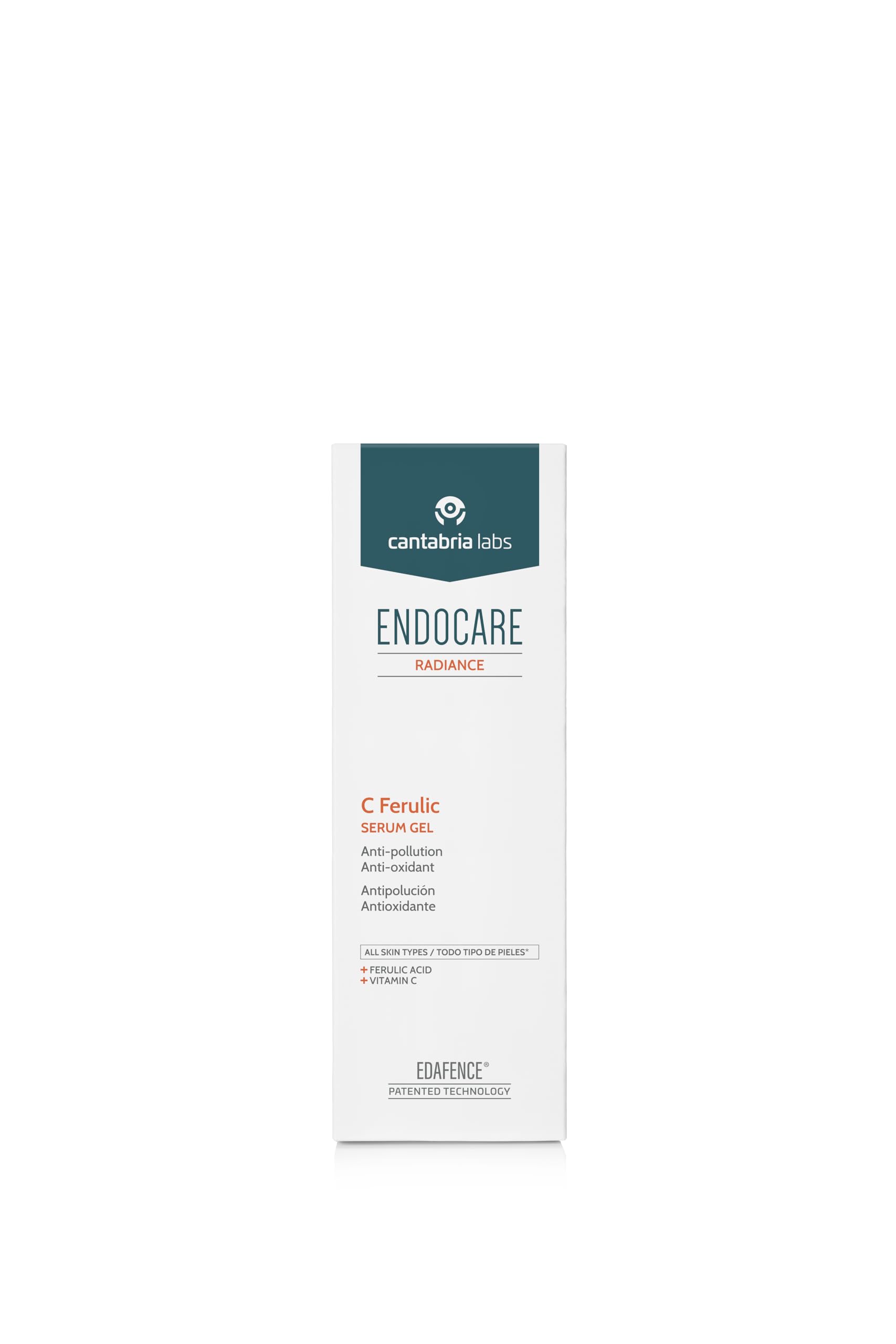 Cantabria Labs Endocare Radiance C Ferulic Serum Żelowe Serum Przeciwpolukcyjne i przeciwutleniające z witaminą C i kwasem ferulowym, szybkie wchłanianie, do wszystkich rodzajów skóry, 30 ml