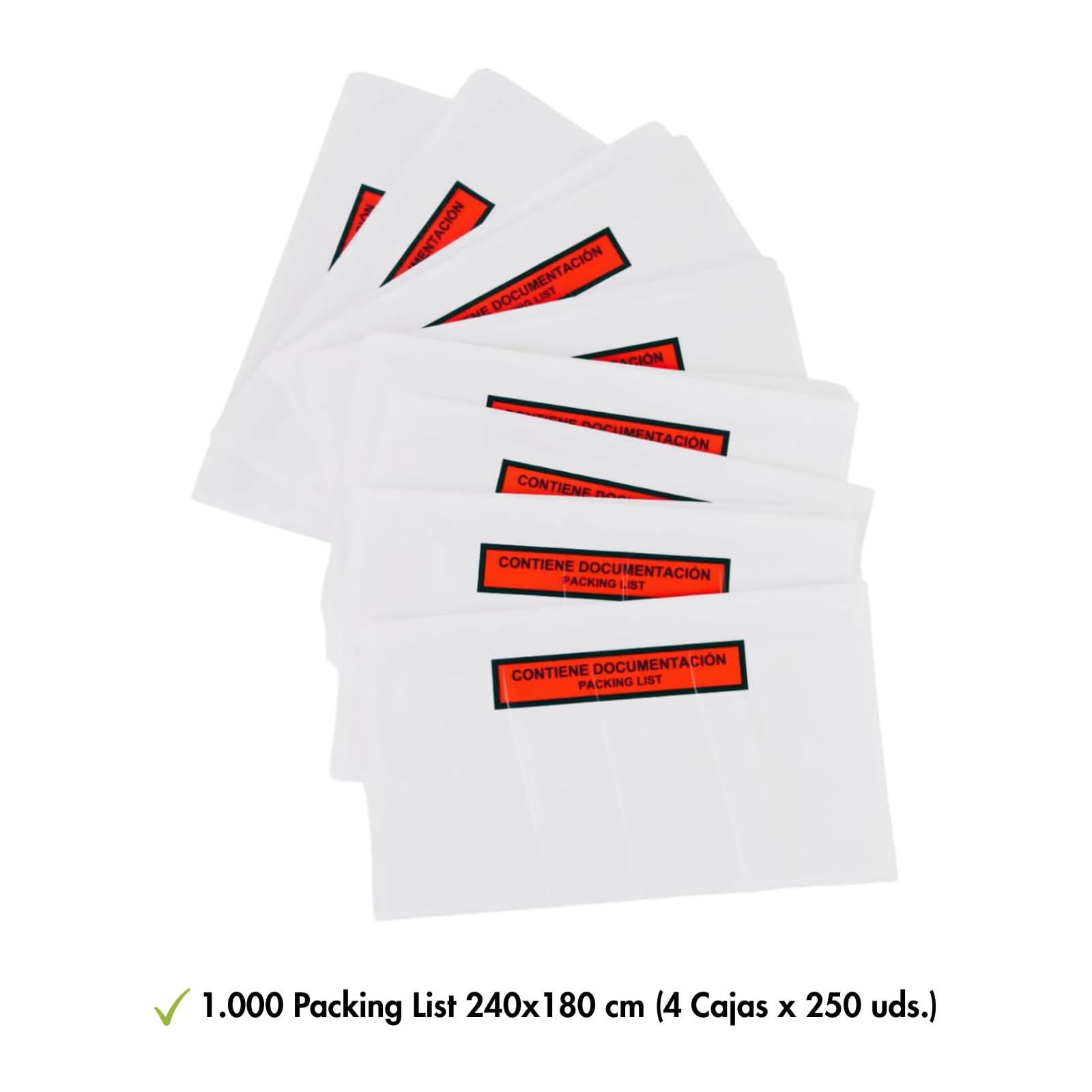 Dohe - Packing List (1.000 uds.) - Tamaño 240x180 mm, Sobres Transparentes de Plástico, Envío de Documentos, Transporte y Logística, Autoadhesivos Resistentes, Material de Oficina