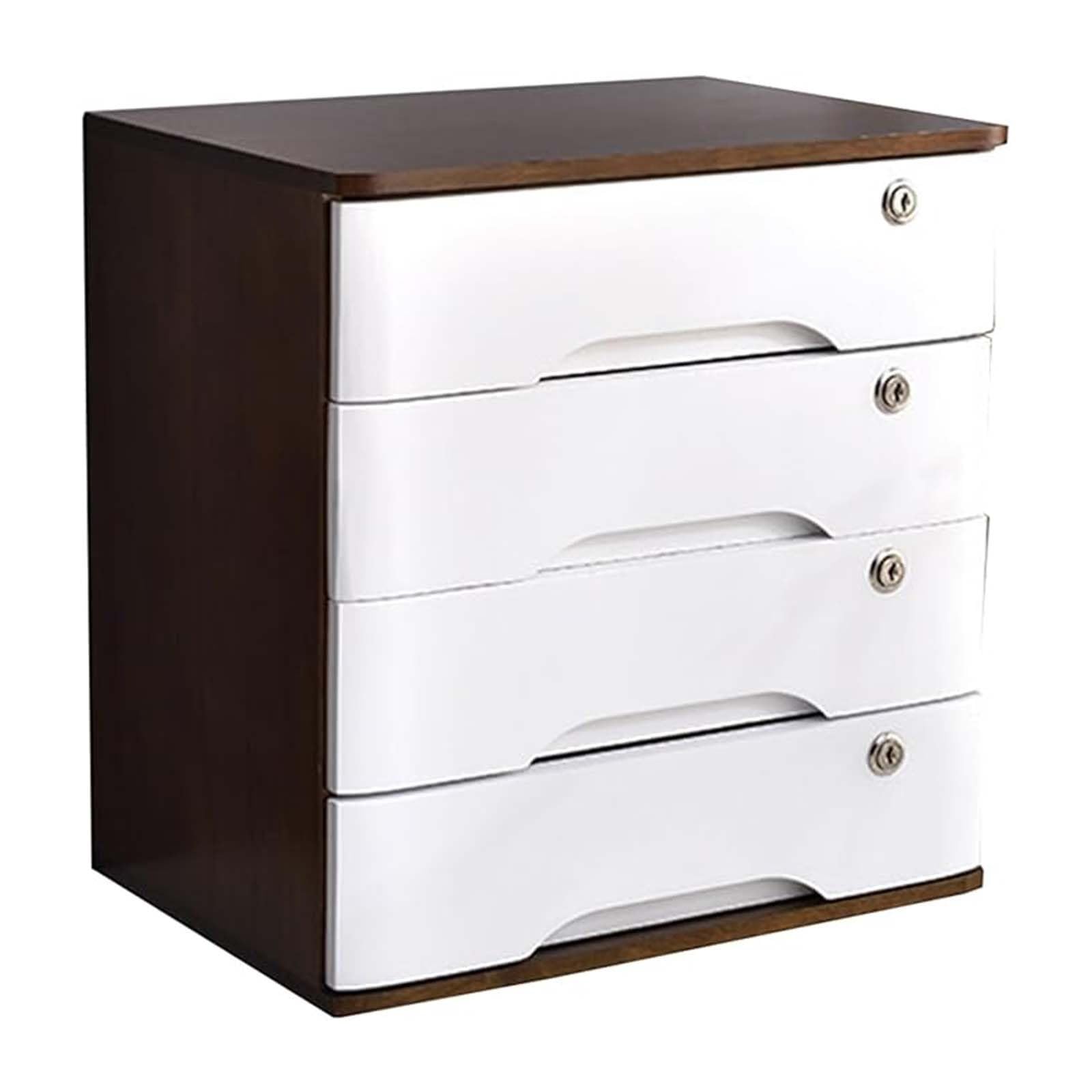 GUODDM Solid Wood Desktop Storage Box With Lockable Drawer-style Four-tier Desktop Cabinet For Office Miscellaneous Documents And Files, Office Supplies Desk Accessories(B)