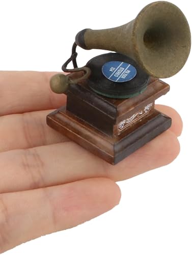 Miniatura Gramófono Casa de Muñecas Accesorios Fonógrafo 112 Escala Vintage Tocadiscos Mini Casa Encantador Retro Mini Modelo Decoración de