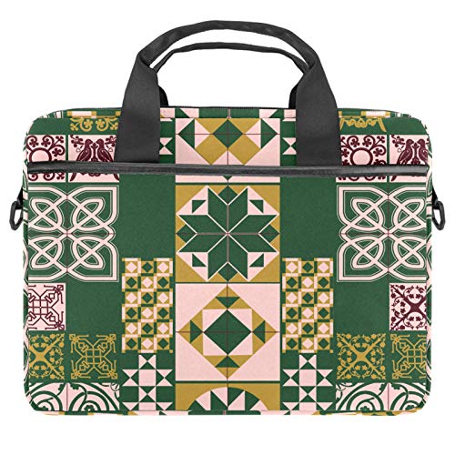 Sacoche à bandoulière pour ordinateur portable 13 à 14 pouces motif rétro vert