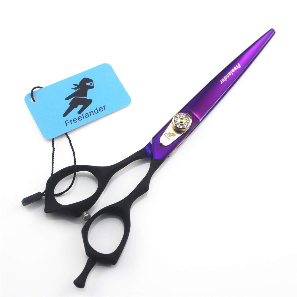 Crrs Professional Hair Cutting Scissors 7.0 inch (19cm),Personality black handle purple Professional Barber Salon Hairdressing Scissors