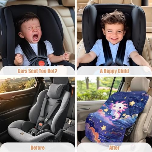 Image of XYZCANDO Axolotl Print Baby Car Seat Cover Cartoon Summer Carseat Cover Protect from Sun /Hot Days UV Rays Protective Baby Car Seating Sun Shade Cover for Travel Car Accessories 2025