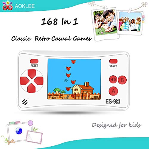 AOKLEE Portable Handheld Game for Kids Adults Preloaded 168 Classic Retro Handheld Games 2.5" Display for Seniors (White) - Thumbnail 2