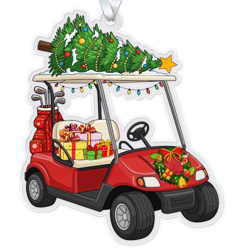 HEXMOZ Golf Cart Ornament - Golf Ornaments for Christmas Tree - Cool Golfing Gifts for Men Golfers Sports Lovers Dad - Sports Christmas Decorations Acrylic Ornaments 2025