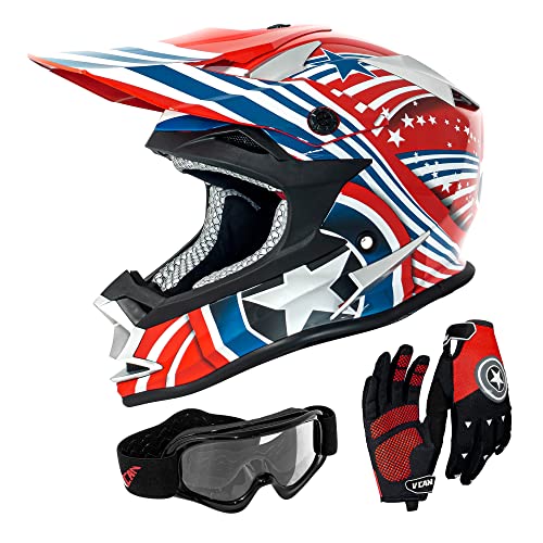Vcan Vx38Y Youth Kids Atv Motorcross Offroad Dirt Bike Motorcycle Goggles Gloves Downhill Helmet Dot Approved #TOP25