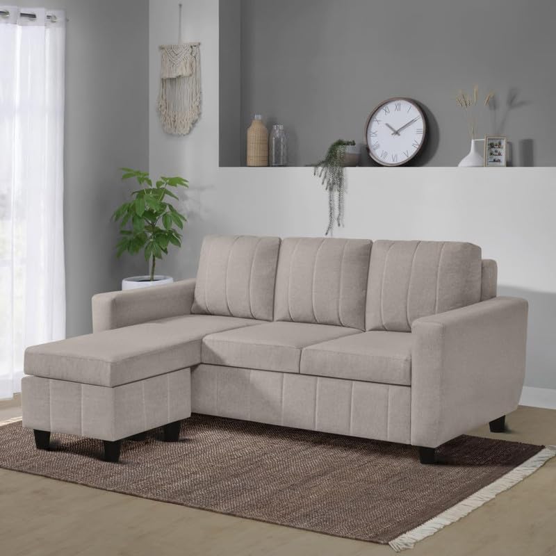 WOODEN WORLD Modern 4-Seater L-Shaped Sofa – Upholstered Comfortable L Shape Sofa for Living Room, Bedroom, or Office – Stylish, Spacious, and Durable Sectional Couch for Home or Office Spaces WOODEN WORLD Modern 4-Seater L-Shaped Sofa – Upholstered Comfortable L Shape Sofa for Living Room, Bedroom, or Office – Stylish, Spacious, and Durable Sectional Couch for Home or Office Spaces