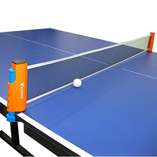 KEVENZ 1-Pack Table Tennis Net, Retractable Ping Pong Net and Post with PVC Storage Bag(Orange)