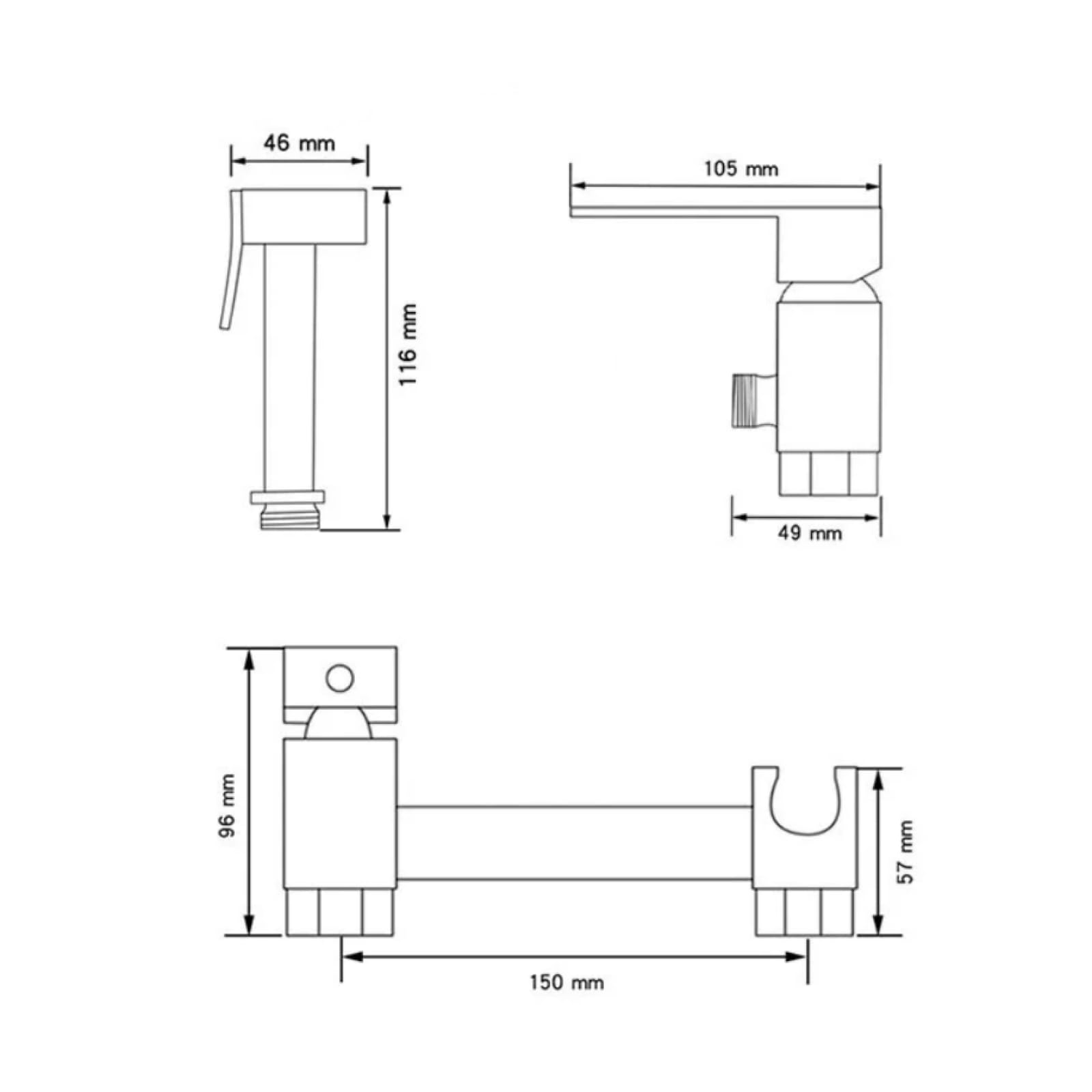 Pulvérisateur De Bidet Portable Carrés Titane En Laiton