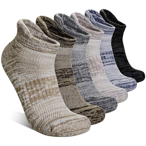 Merino Wool Ankle Socks Running Half Cushioned Men Women Hiking Thick No Show Socks 6 Pairs