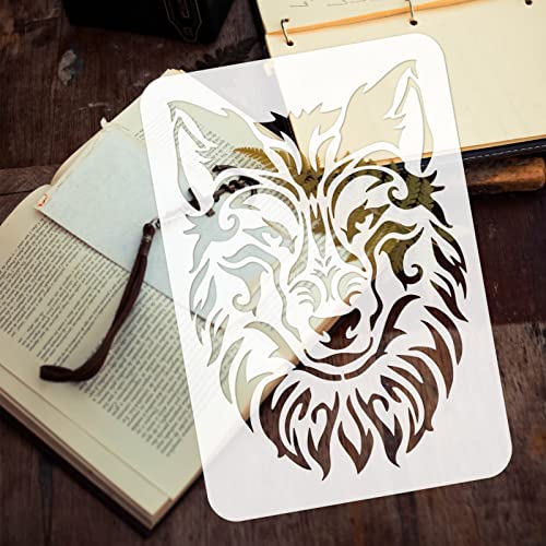 FINGERINSPIRE Wolf Stencil 21x29.7cm Large Drawing Stencil Wolf Head Template Reusable Plastic PET Drawing Template for Painting Crafts Wall Floor Tile Wood Decor - Image 3