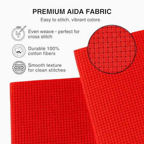 Image of 6 PCS Colorful Aida 14 Count Cross Stitch Fabric Set - 12x18 Inch Multicolor Cotton Embroidery Material Fabric Premium Aida for Needlework Embroidery Cloth Kit for DIY Projects & Crafts