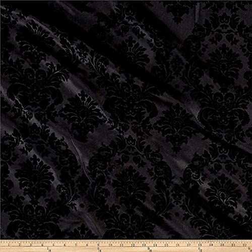 Luxurious Black Damask Taffeta Velvet Flocked Fabric - 58" Wide for Elegant Dresses, Home Decor, and Curtains by the Yard 3 Luxurious Black Damask Taffeta Velvet Flocked Fabric - 58" Wide for Elegant Dresses, Home Decor, and Curtains by the Yard - Image 2
