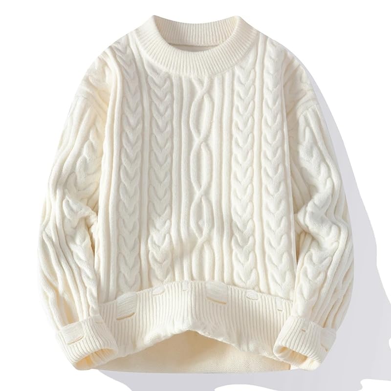 Autumn Winter O-Neck Sweater Men Solid Color Knitted Pullovers Mens Casual Loose Knit Sweaters2