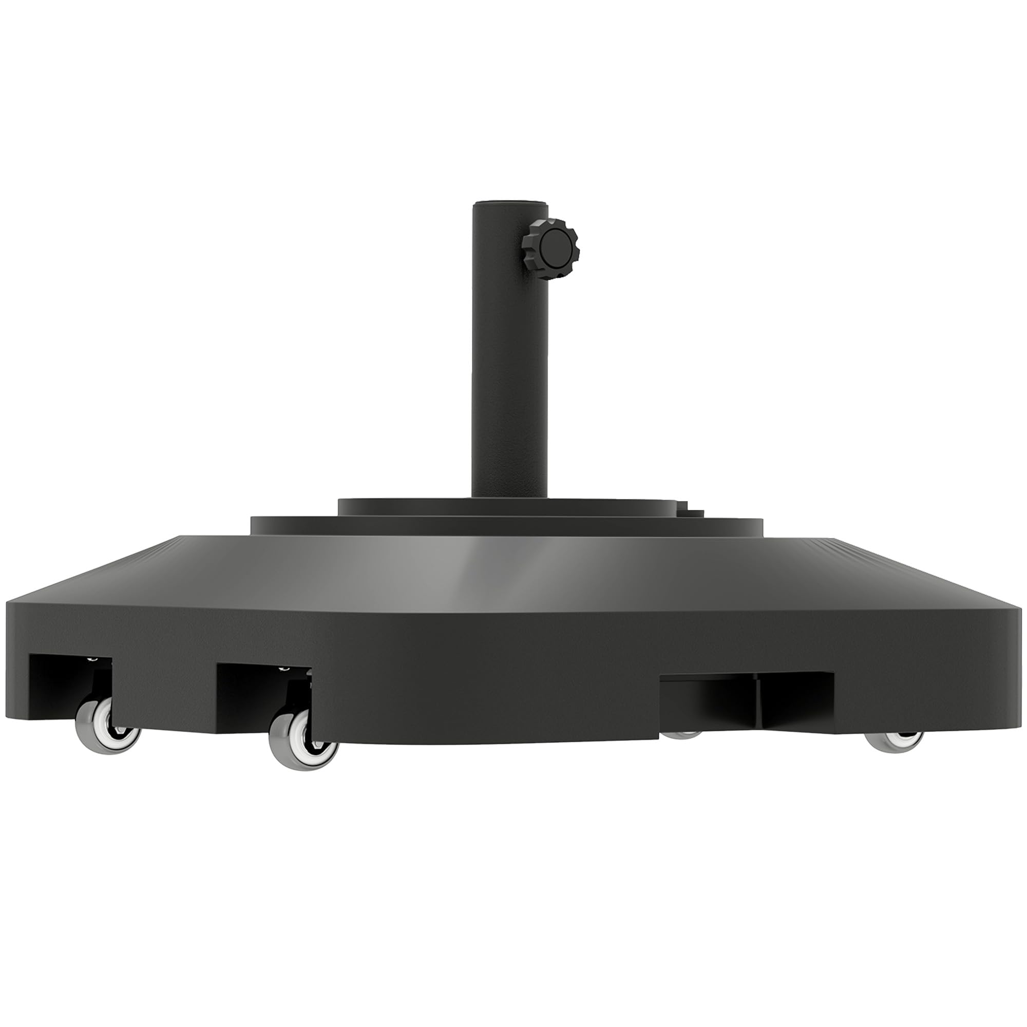 Outsunny Base per Ombrellone a Rotelle con 2 Freni, Basamento per Ombrellone in HDPE con Acqua 19kg e Sabbia a 25 kg, per Pali di Ombrelloni da Ø38/48 mm, 48x48x32.5 cm, Nero