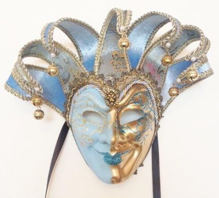 Light Blue Joker Lillo Venetian Mask