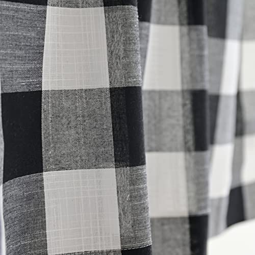 Creativesfun Tie Up Curtain For Kitchen Window Buffalo Check Adjustable Tie Up Shades Plaid Gingham Farmhouse Rod Pocket For Bathroom (42 X 45 -Inch, Black & White) #TOP6