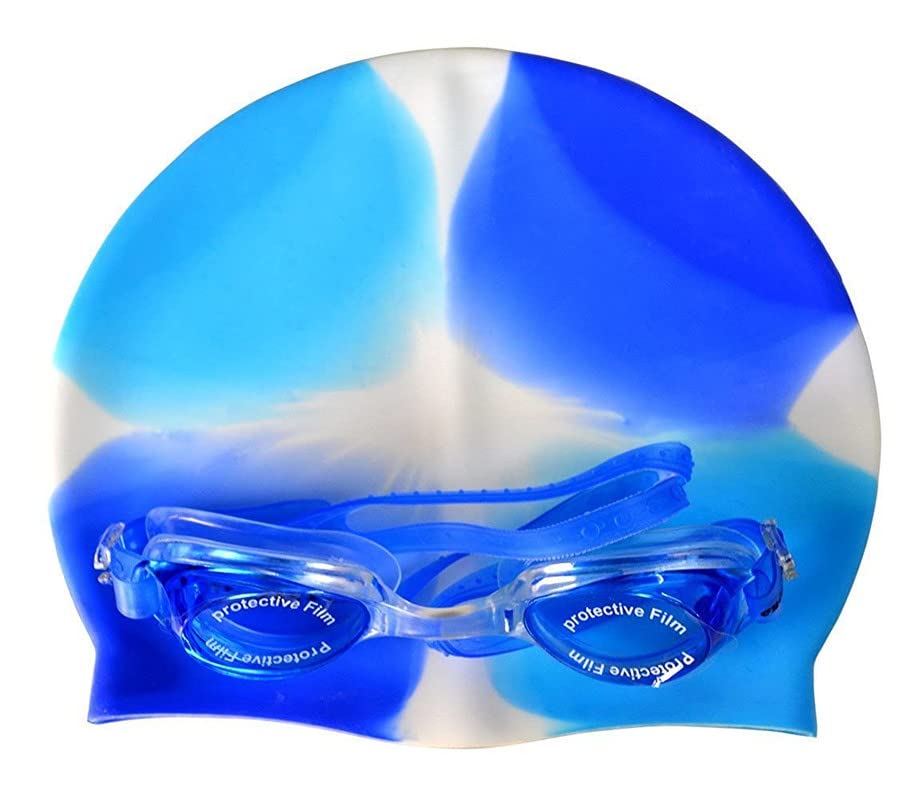 LEBAMI Girls Swimming Kit with Swimming Costume Swimming Goggles Silicone Swimming Cap 1 Nose Clip 2 Ear Plugs- Multi Multicolour 1