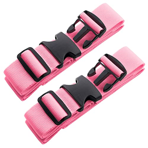 Image of 2pcs 74″x2″Luggage Straps for Suitcases,Adjustable Suitcase Straps and Heavy Duty Strap Buckle Packing Straps Travel Accessories,Fluorescent Pink