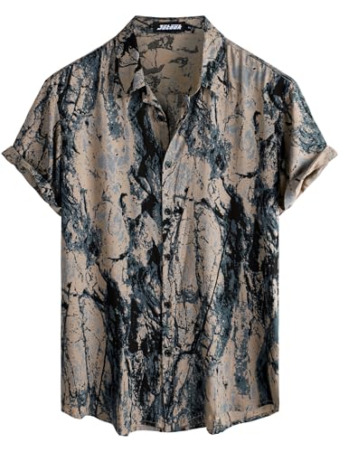 Image of JOTOOK Mens Hawaiian Shirt Short Sleeve Button Down Tropical Shirts Casual Floral Summer Beach Shirt