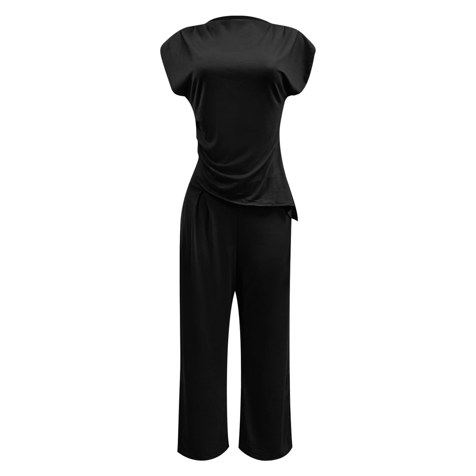 Ensemble Femme Pantalon et Haut, VêTements Femme éTé Ensemble Pantalon et Pantalon DéContracté à Manches Courtes pour IdéAl pour Les Vacances et Le Quotidien