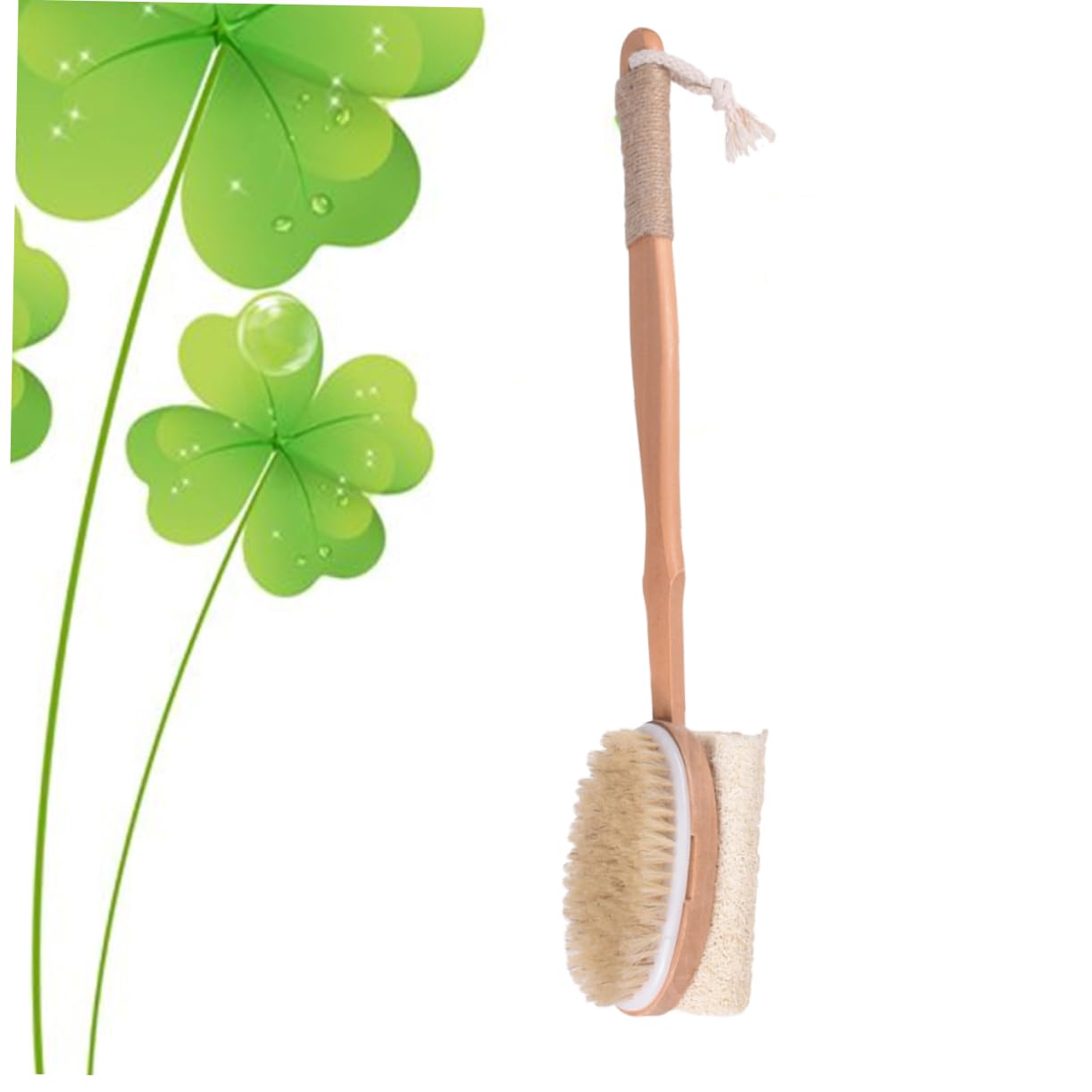 Healvian 2pezzi Spazzola Da Bagno Legno Con Manico Doppia Faccia Pennelli Naturali Per Massaggio e Esfoliazione Spugna Scrubber Antiscivolo Per Della e Benessere