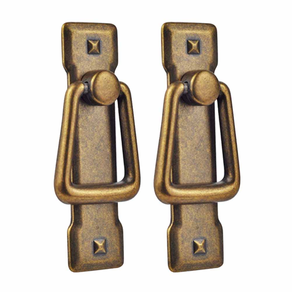 Glrovazas Bronze Farmhouse Cabinet Pulls 2 Pack - Vintage Drawer Handles With Backplate, Rustic Cabinet Pulls For Kitchen Cabinets Dresser Drawers (Bronze)