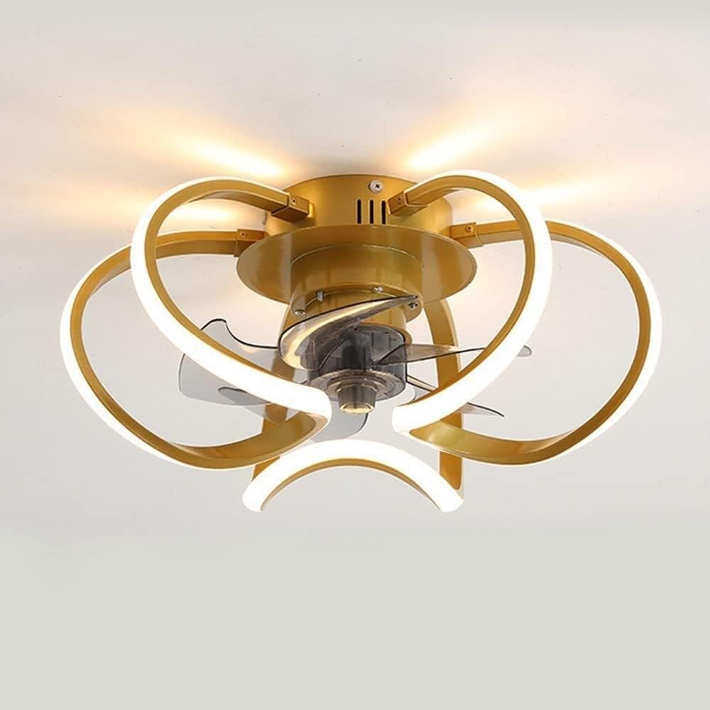 GPAIR Ventilador de techo dimmable sin pasos con luz 5 4W LED Ventilador de techo interior 3 velocidades MUTE NORDIC Lámpara de techo de ventilador de 20 pulgadas for la sala de estar del dormitorio P