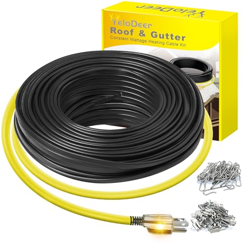 75 FT Heat Tape for Roof and Gutters, YeloDeer Gutter Heater Cable Heat Trace Cable for Snow De-Icing Ice Dam & Pipe Freeze Protection 7W/FT 120V