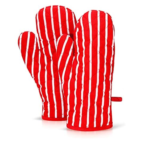 ZIMEL HOMES Cotton Heat Resistant Kitchen Oven Gloves, Pair of Gloves Mitts for Cooking, Baking - Stylish Design & Colour (Red) Cover