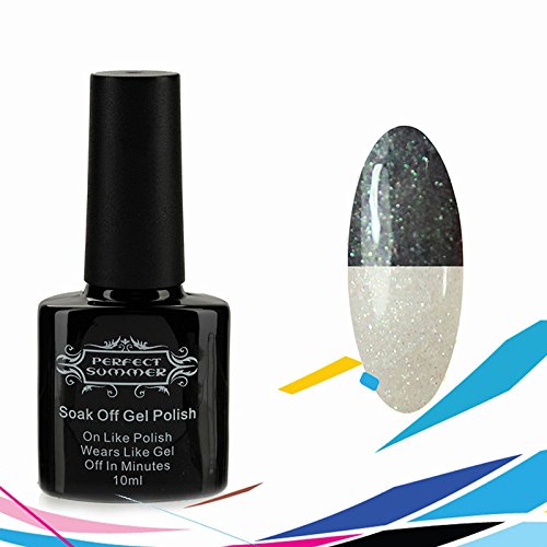 Perfect Summer New Best Mood Temperature Colors Changing Chameleon Gel Nails Polish Gloss Shiny UV Led Soak Off Salon Nails Lacquers #72 glitter black/gray