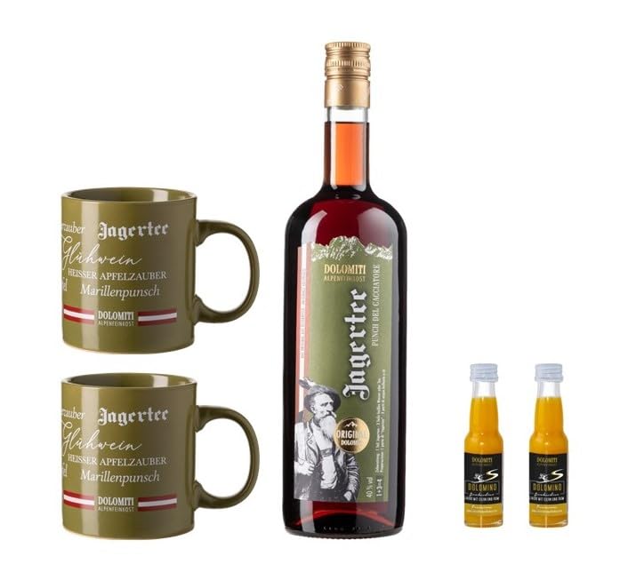 Original Jagertee 1 l mit 2 Tassen und 2 Probierflaschen. Konzentrat. 1+3 = 4. / nach alter Rezeptur/feine Wintergewürze/Ideal für kalte Abende - nicht nur im Winter/Original Jagertee aus Österreich