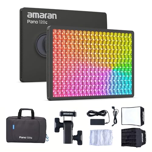 Amaran Pano 120c Kit RGBWW LED Video Iluminación Permanente 120W CCT 2300K-10000K con APP Control 12 Fotografia Efectos de Iluminación para YouTube, Vlog