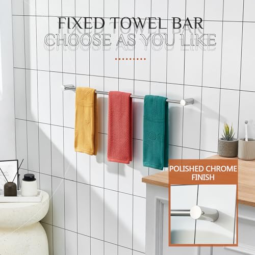 Image of KOKOSIRI Towel Bar Polished Chrome 32-Inch Bath Towel Holder for Bathroom Wall Mounted Rail Stainless Steel Bathroom Hardware Accessories, B4007CH-L32
