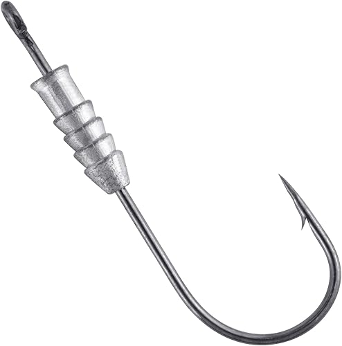 Dr.Fish Paquete de 20 ganchos de pesca con peso, ganchos de gusano de pesca con peso, vástago recto, curva redonda, gancho de pesca para lubina