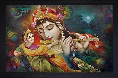 PAF Radha Krishna Painting with Frame Painting UV Textured Home Decor Gift Item Framed Painting Size 12 x 18 inch PAF1942