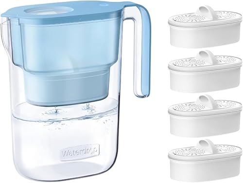 Waterdrop Jarra de filtro de agua Elfin de 7 tazas de larga duración de 200 galones con 1 filtro y filtros de repuesto Waterdrop WD-PF-01A Plus