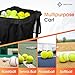 Tennis Ball Hopper with Wheels, 150 Tennis Balls Capacity Tennis Ball Basket with Side Pockets and Carrying Bag, Lightweight Sports Teaching Cart, Suitable for Softball, Pickleball & Baseball (Pop-up)
