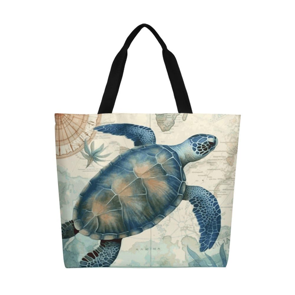 Muishi Canvas Tote Bag - Large Women's Casual Shoulder Handbag - Reusable Beach & Shopping Grocery Bag for Outdoors