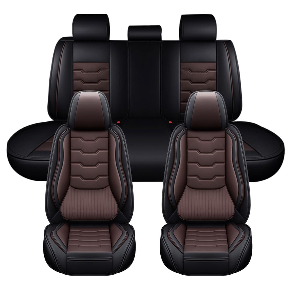 - Car Seat Cover for Land Rover Range Rover Evoque 2012-2024,Leather Seat Cover Waterproof, Anti-Slip and Wear Resistant, Easy to Clean and Install, （5 Seats Standard, Black/Coffee）